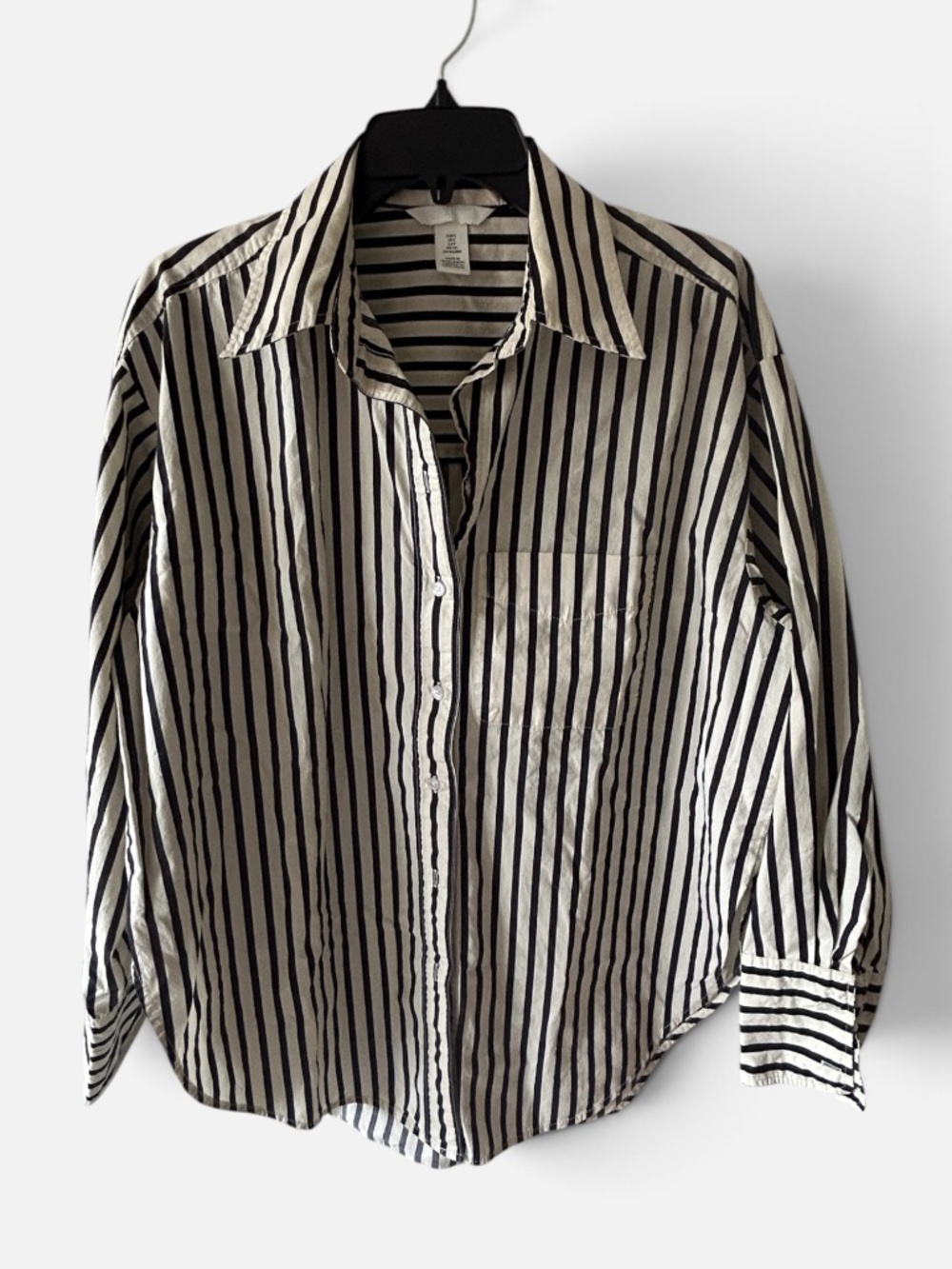 Oversized Striped Cotton Button Front Shirt